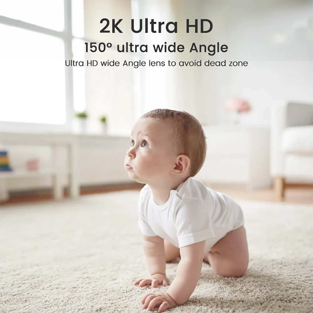 Rilevamento pianto ad alta definizione per interni WiFi da 4 MP Video baby monitor Visione notturna a colori Telecamera di rete rotante a 360 gradi
