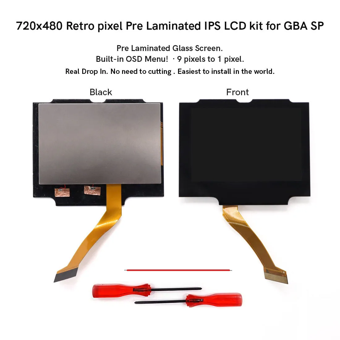 HISPEEDIDO V2 IPS GBA SP Đèn Nền Backlit LCD Thay Thế Đổi Bộ Dụng Cụ Dành Cho Game Boy Advance SP Cắt Sẵn Vỏ ốp Lưng