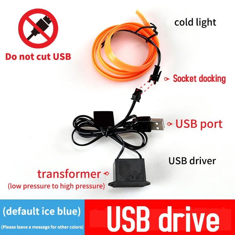 5m Auto-interieur Sfeerverlichting LED Strip 5V DIY Flexibele EL Koud Licht Lijn Buis Met USB Auto decoratie Omgevingslamp