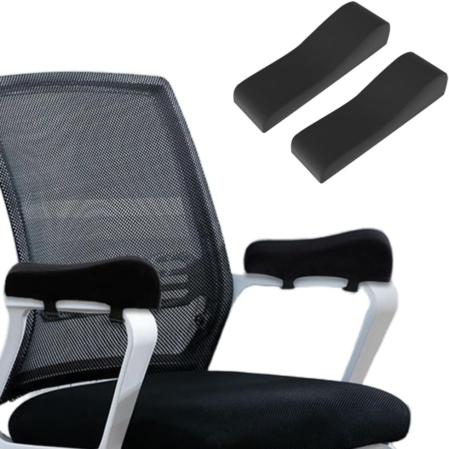 One set of office chair armrest cushions and memory foam elbow pillows, designed to relieve forearm pressure, washable
