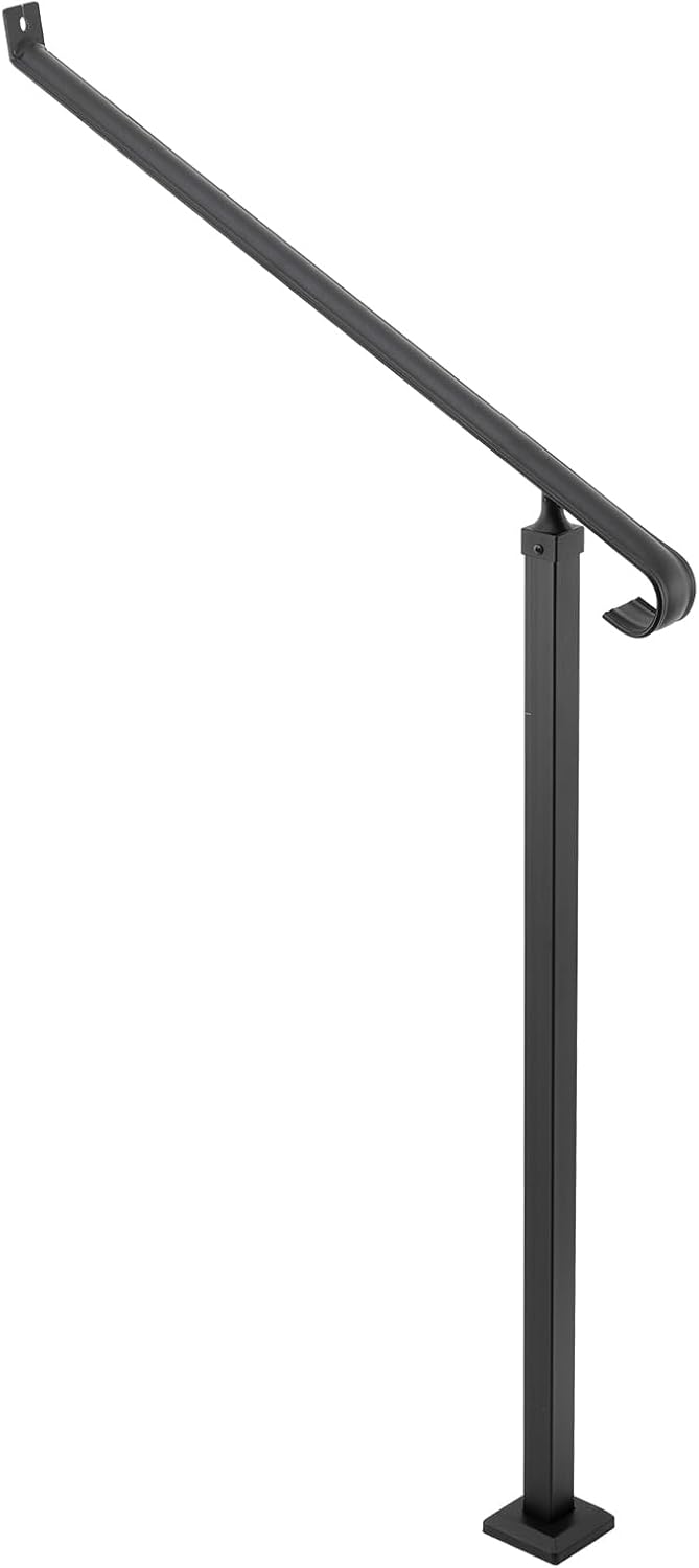 Handrails for Outdoor Steps 2-3 Step Railings Wrought Iron Handrail Stair Railings for Steps Black Iron Railings for Steps Wall