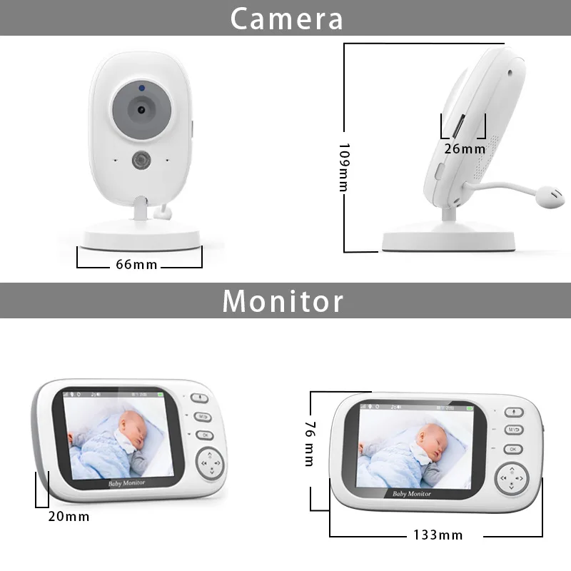 Monitor de bebê com câmera e áudio Tela de 4,5 polegadas Câmera portátil para bebê Visão noturna Sensor de temperatura de áudio bidirecional e canções de ninar