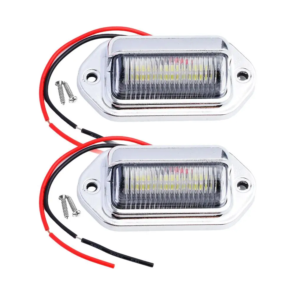 2PCS 6 LED รถใบอนุญาตจํานวนแผ่นสําหรับ SUV รถบรรทุกรถพ่วง Van แท็กขั้นตอนโคมไฟหลอดไฟสีขาวรถผลิตภัณฑ์ใบอนุญาตไฟ