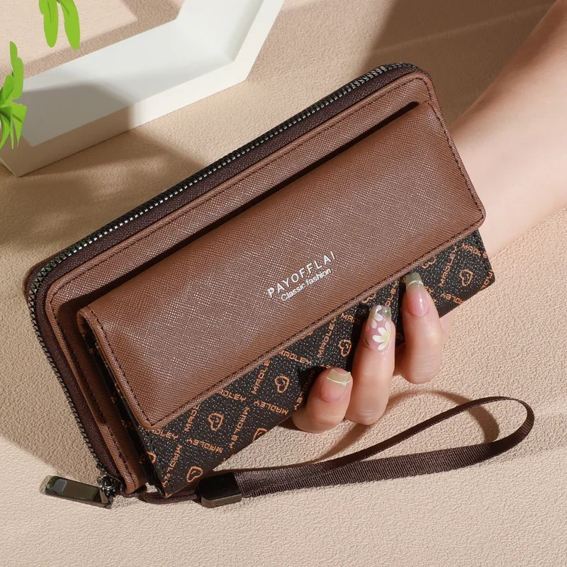 Cartera clásica de piel sintética para hombre, doble capa con cierre a presión, tarjetero con cremallera y compartimento para fotos, bloqueo de Color, 1 ud.