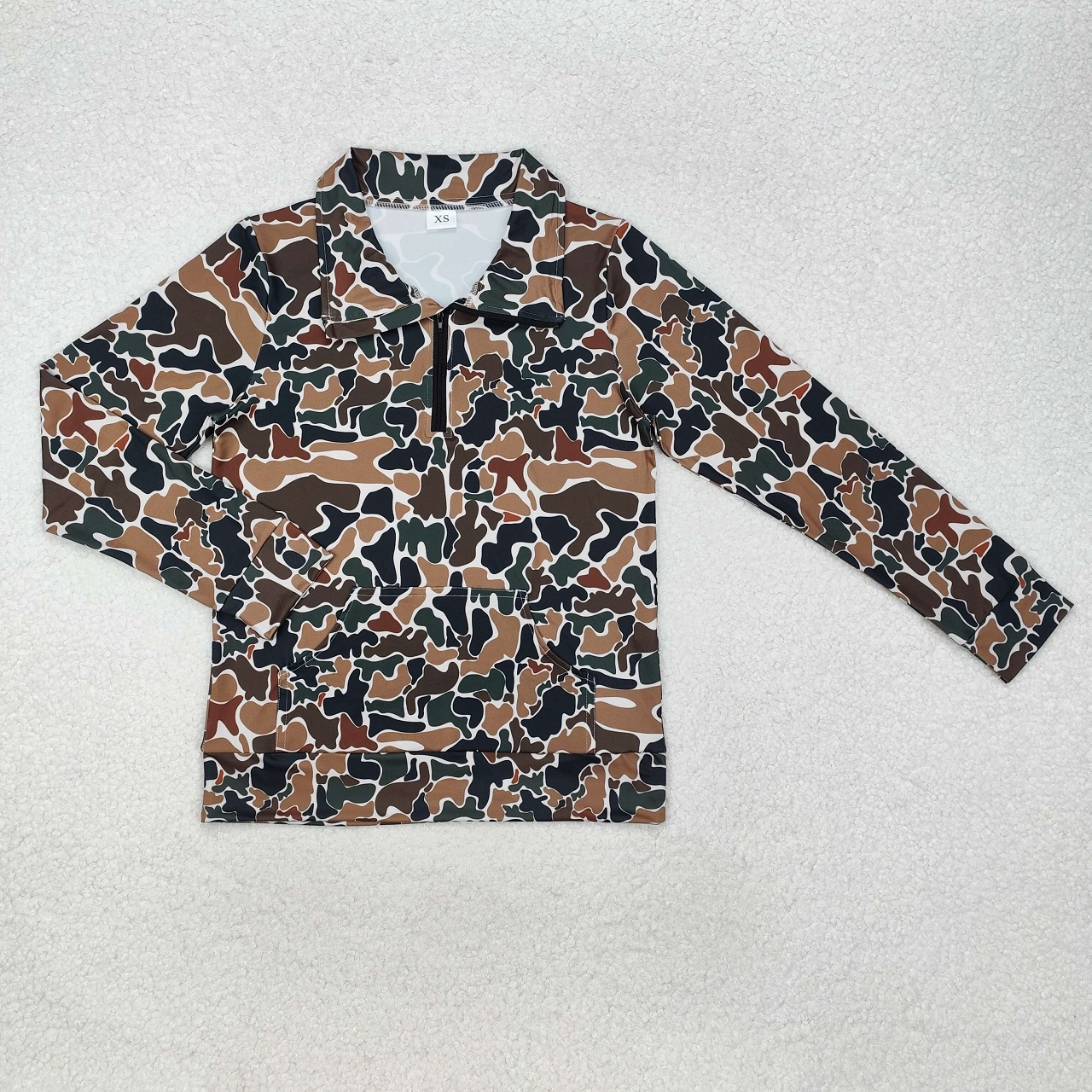 女性用長袖カモTシャツ,ジッパー付き大人用Tシャツ,女の子用ポケットセーター,卸売