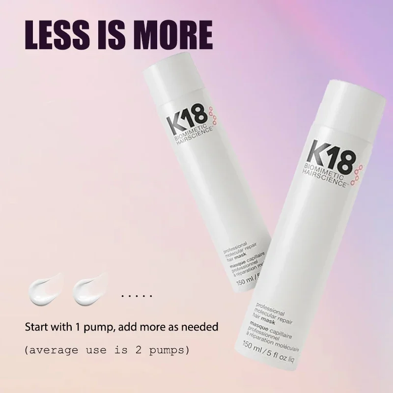 150ml k18 máscara de cabelo molecular sem enxágue reparação original cabelo molecular danificado seco e crespo 4 minutos tratamento hidratar