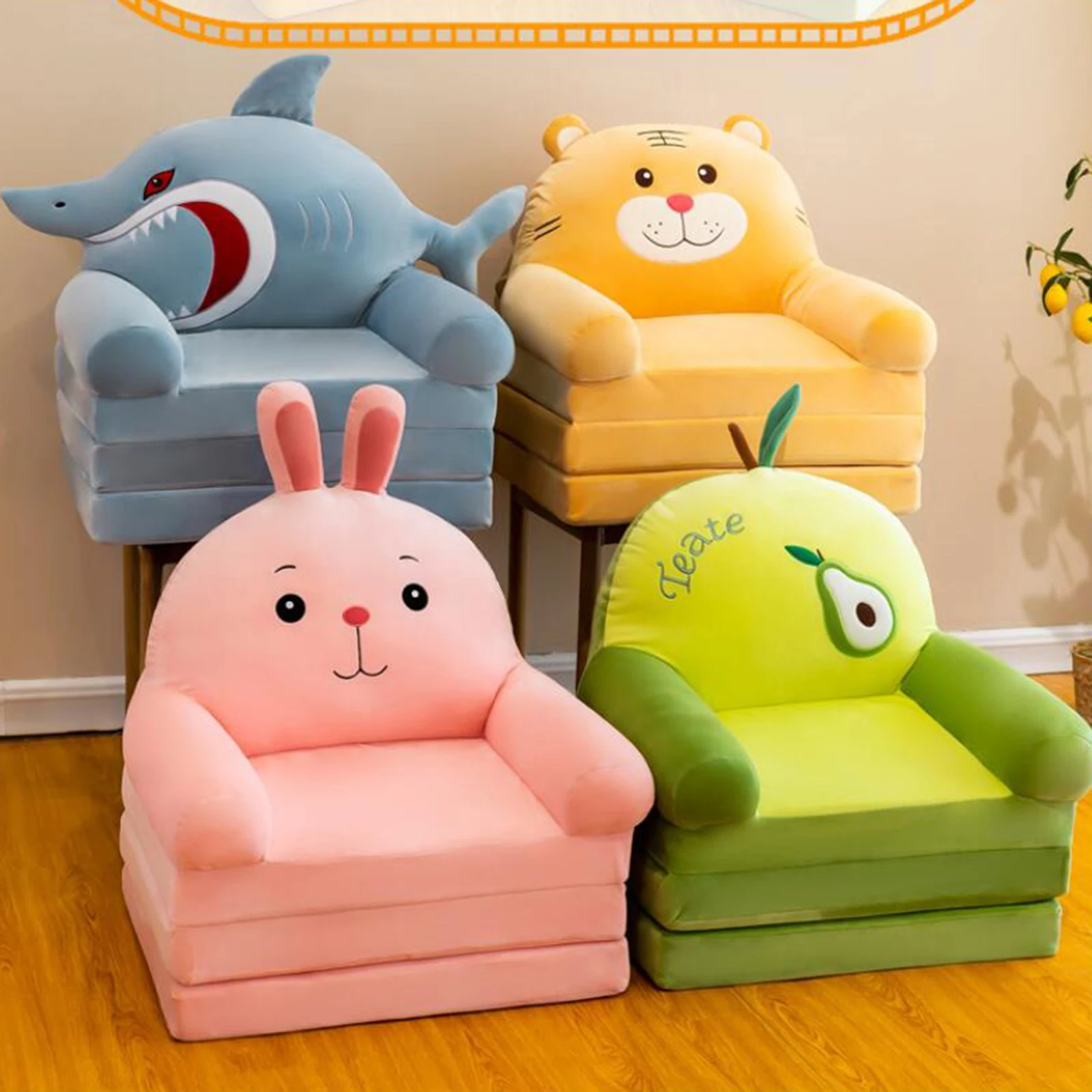 Hình Hoạt Hình Dễ Thương Cho Trẻ Em Ghế Sofa Gấp Gọn Thoáng Khí Có Thể Giặt Có Thể Tháo Rời Ghế Dài Bao Ghế Bọc Cho Phòng Khách Phòng Ngủ Nhà