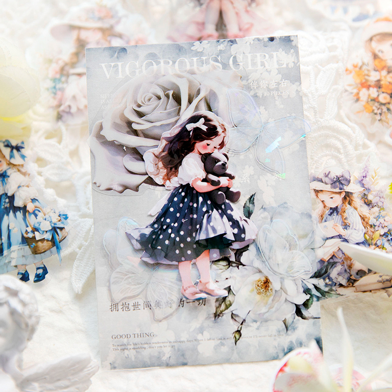 นายกระดาษ 6 สไตล์ 10 ชิ้น/แพ็คสัตว์เลี้ยงน่ารักธีมสาววัสดุสติกเกอร์ DIY ถ้วยแก้วนม Notepad เคสโทรศัพท์