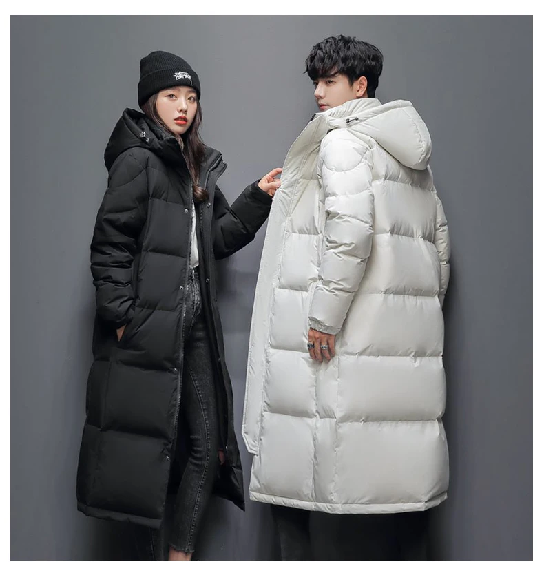 2024 New Parker Coat Winter Men's and Women's Light Luxury Brand Coat Solid Color Simple Hooded Long Down Jacket Big Size 5XL