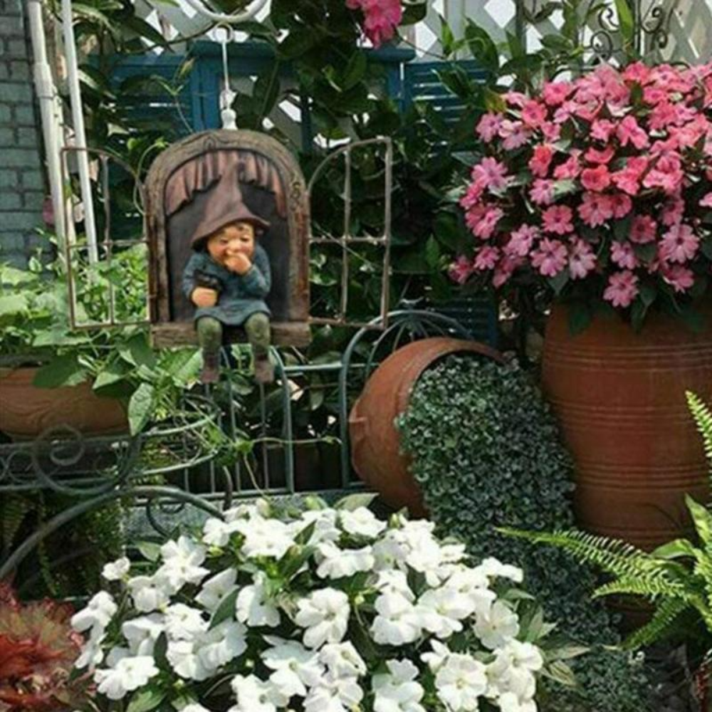 Creative Garden Statue Elf Go Out Tree Hug Suitable for Home Courtyard Porch Decoration Garden Decoration Outdoor Decor