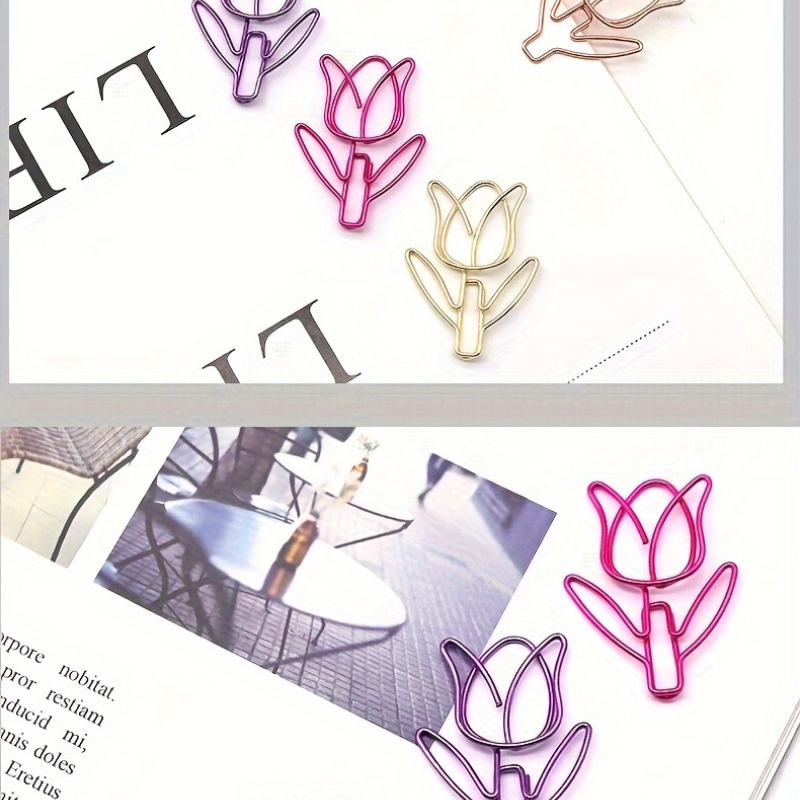 40 шт., металлические зажимы для бумаги в форме тюльпана