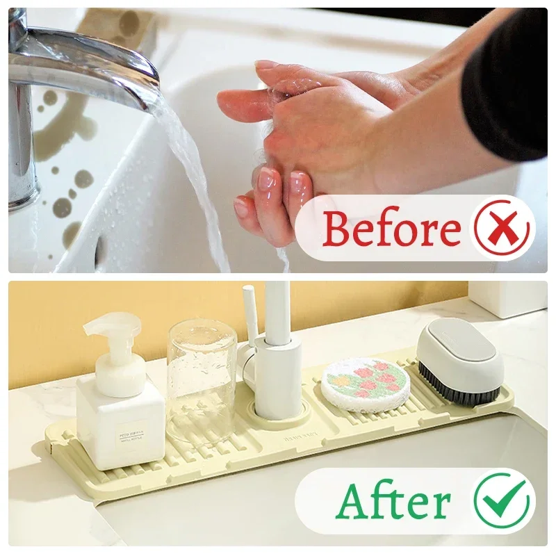 Tidy Splash Faucet Guard & Draining Mat, Silicone Draining Mat for Sink