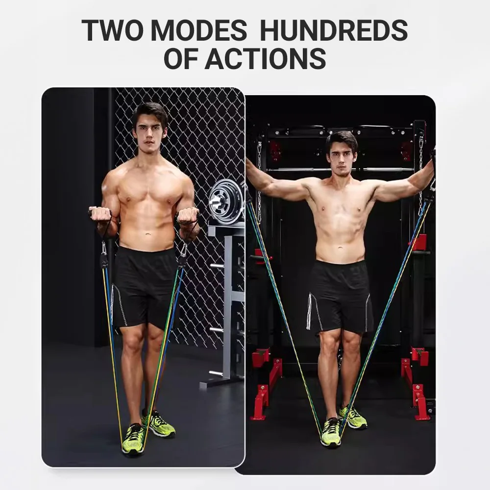 10-14 unids/set cuerda de tracción bandas de resistencia para culturismo conjunto tensor multifunción traje cinturón de entrenamiento muscular bandas elásticas