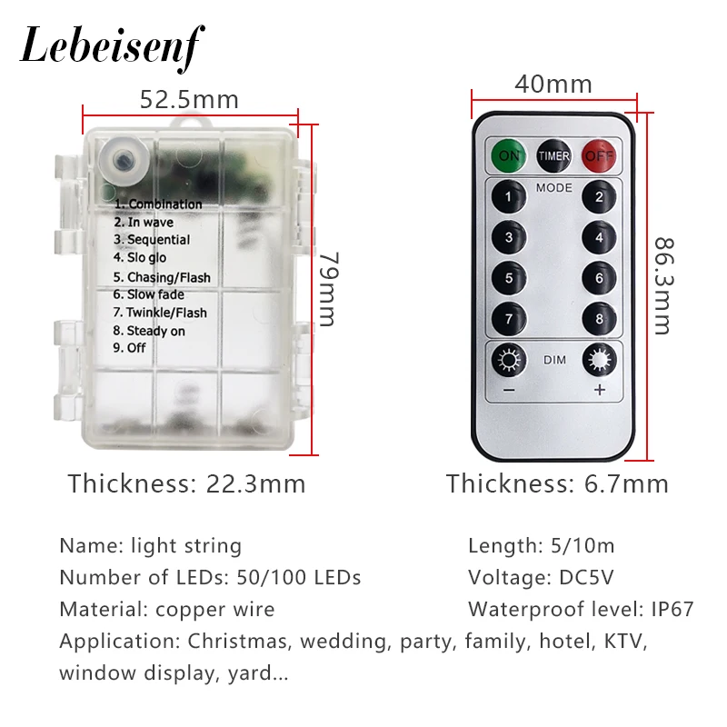50LED 100LED argento LED luci della stringa fata ghirlanda luci decorative natalizie, alimentatore a batteria impermeabile con telecomando
