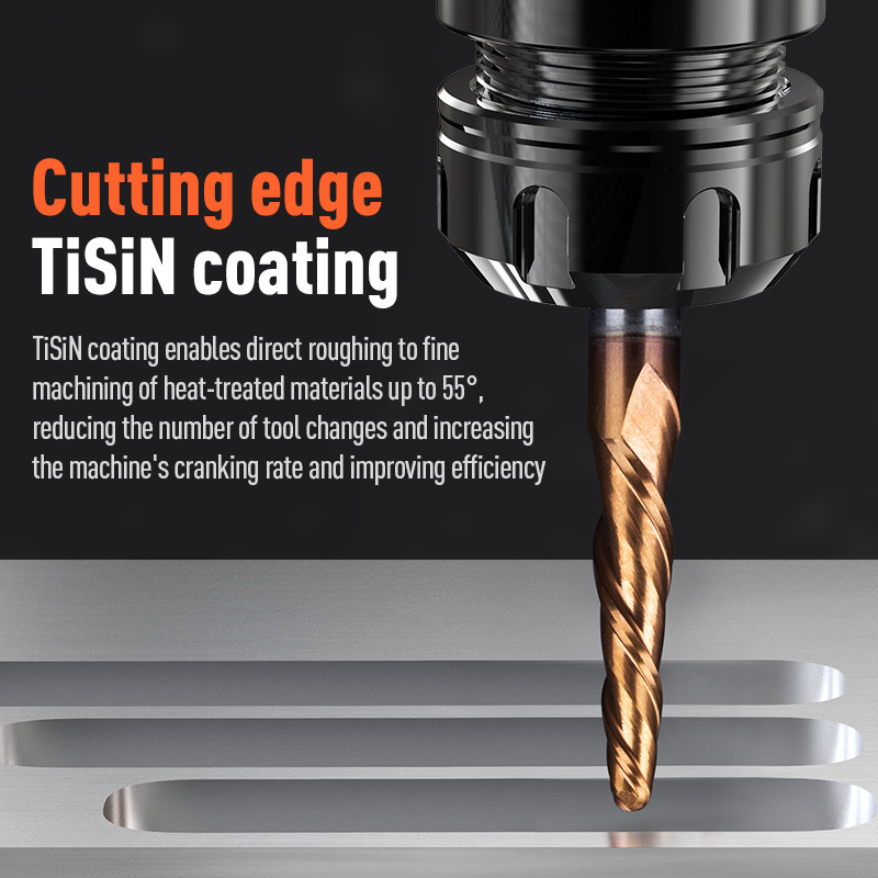 HUHAO เกลียวจมูกเรียว End Mill HRC55 ทังสเตนคาร์ไบด์ CNC End Mill 4 มม.6 มม.8 มม.3D แกะสลัก Bits ไม้โลหะเครื่องมือ