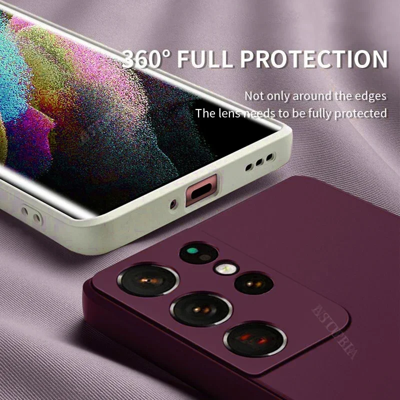 Funda de silicona líquida de lujo para Samsung Galaxy S25 S24 S23 S22 S21 S20 Ultra Plus FE A54 A53 A52 A73 5G 4G, funda suave a prueba de golpes