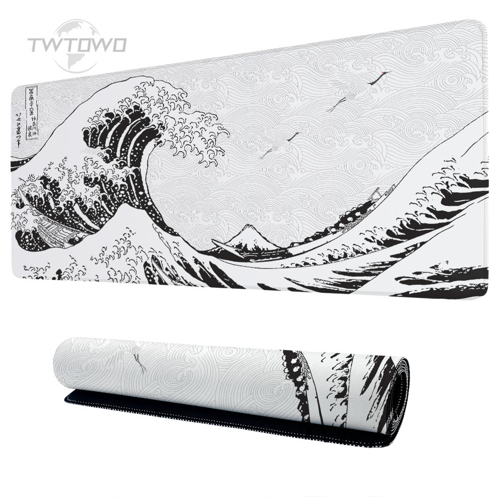 Alfombrilla de ratón Gaming blanco y negro gris arte estética XL grande nueva alfombrilla de ratón XXL alfombrillas de ratón antideslizante suave alfombrilla de mesa de ordenador