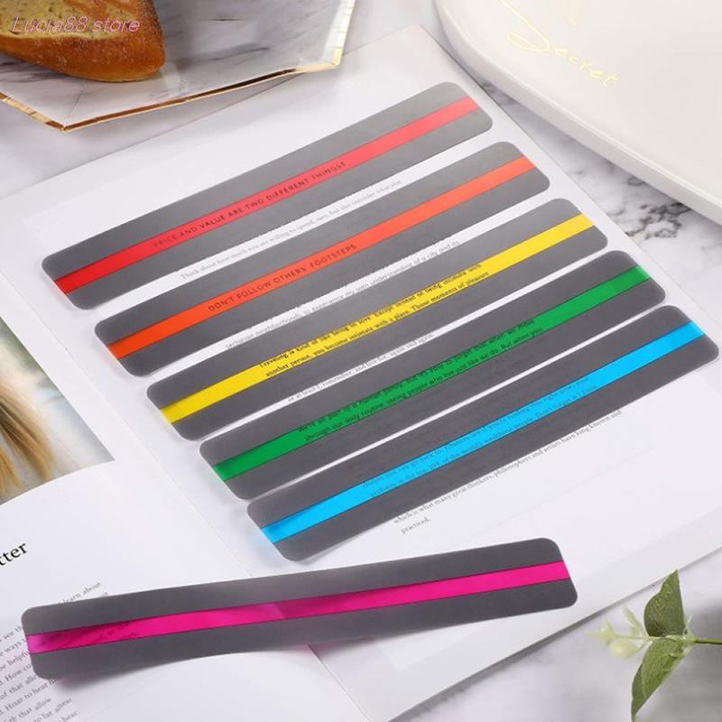 6Pcs Geführt Lesen Streifen Highlight Farbige Overlays Bunte Lesezeichen Lesen Tracking Herrscher Für Dyslexics