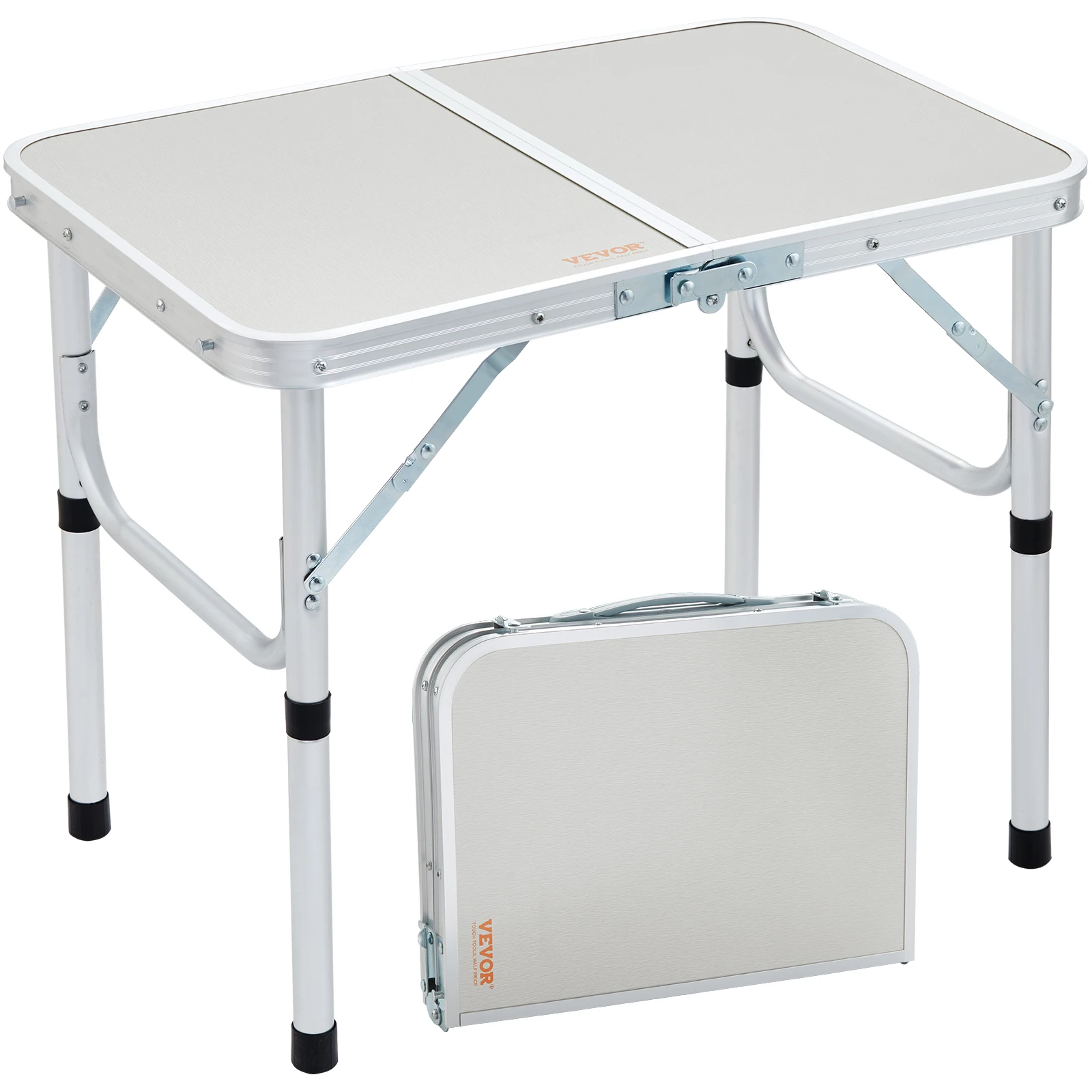 VEVOR Outdoor Folding Table Adjustable Height Portable Compact Tables Lightweight Aluminum Picnic Table For Beach/Garden/Camping