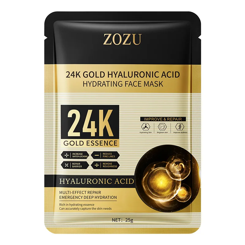 10 個 24 k ゴールドヒアルロン酸保湿フェイシャルマスクアンチエイジングオイルコントロールマスク顔女性韓国スキンケア製品