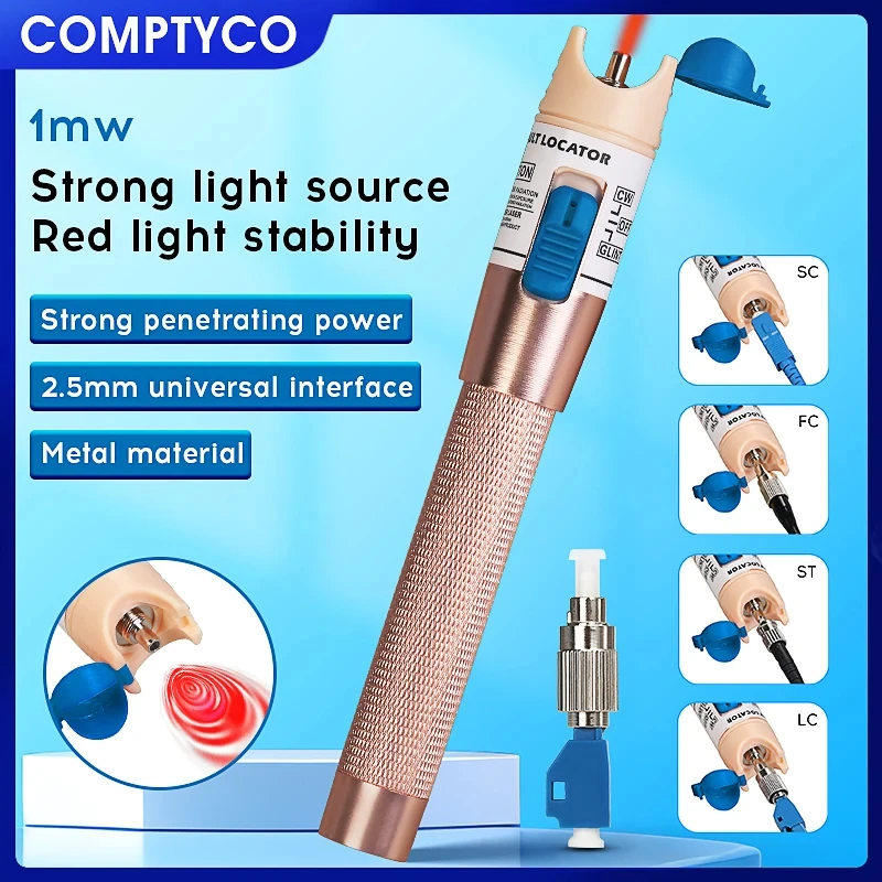 COMPTYCO Visual Fault Locator FTTH ปากกาเครื่องทดสอบสายเคเบิลไฟเบอร์ออปติก 1/10/20/30/50/60/80mw VFL SC/FC/ST 2.5 มม.
