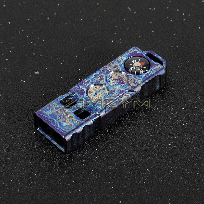 Emergency Survival Whistle com bússola, alto segurança Whistle para caminhadas ao ar livre, titânio, 2 em 1