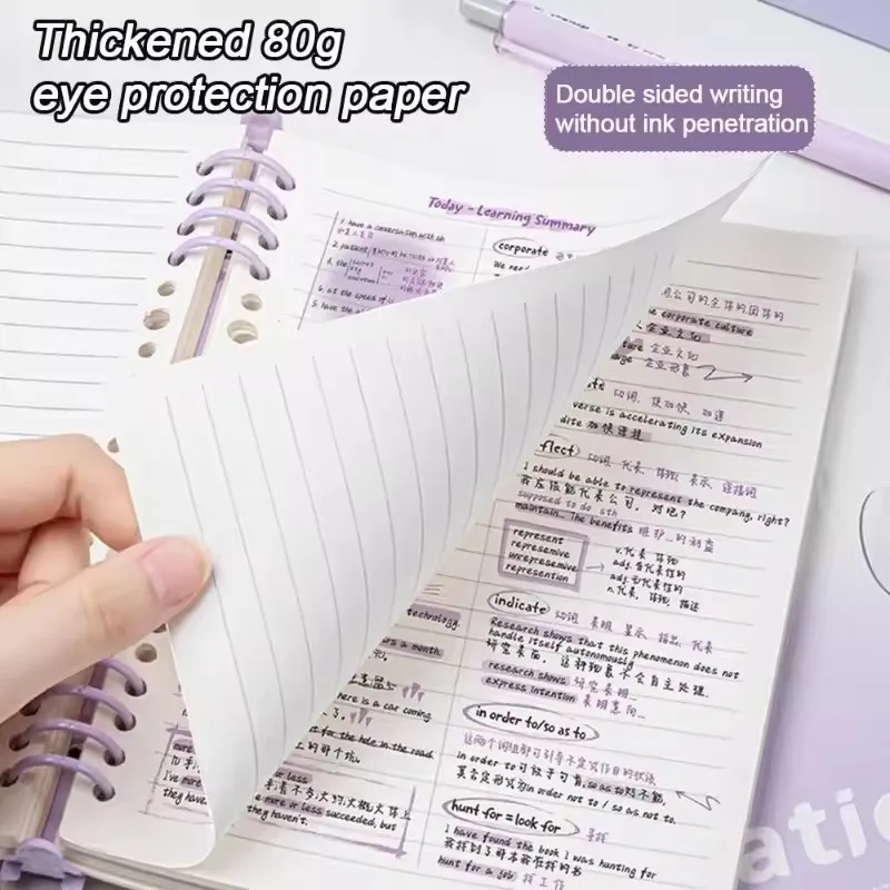 A5 Transparent Soft Cover 120 Pages Diary Loose Leaf Checkered Book School Notebooks Notebook Notepad Writing Pads Office