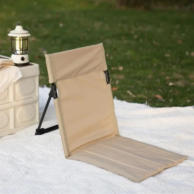 Foldable Camping Chair Outdoor Garden Park Single Lazy Chair with Backrest Cushion Picnic Camping Foldable Backrest Chair Beach