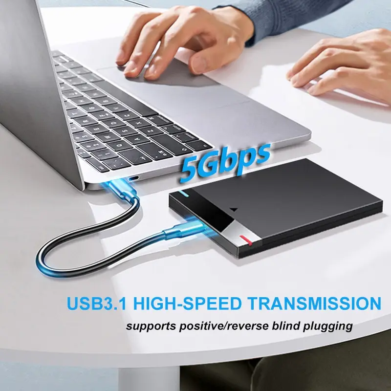 인클로저 HDD 케이스 2.5 인치 마이크로 B USB 3.0 타입 C 케이블 외부 하드 드라이브 5TB 5Gbps HD 휴대용 저장 장치 지원 UASP