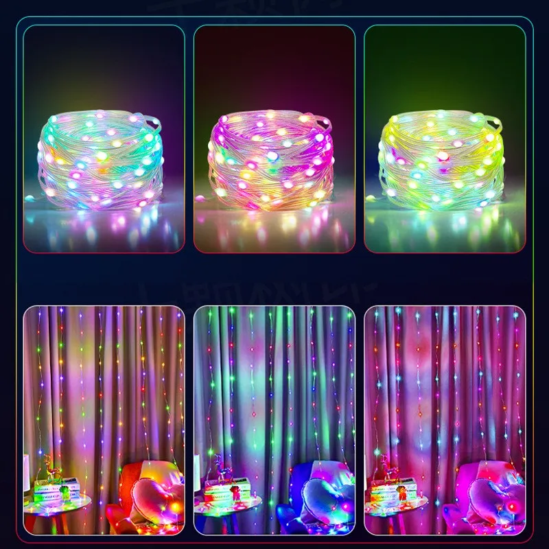 RGB LED 妖精ストリングライト Dreamcolor USB クリスマスライト Bluetooth アプリスマートガーランドフェアリーライトクリスマスウェディングパーティーの装飾