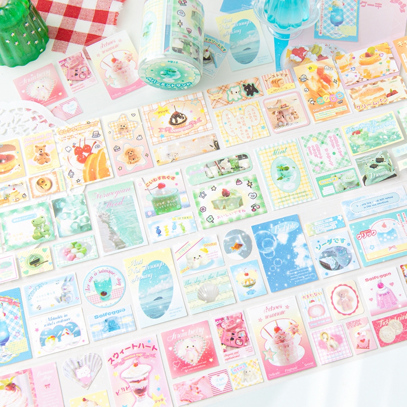 Cute Iceland Sweet Tea Series Decoration Adhesive Tape Planner Handbook DIY Scrapbooking Journal Collage Material Stickers