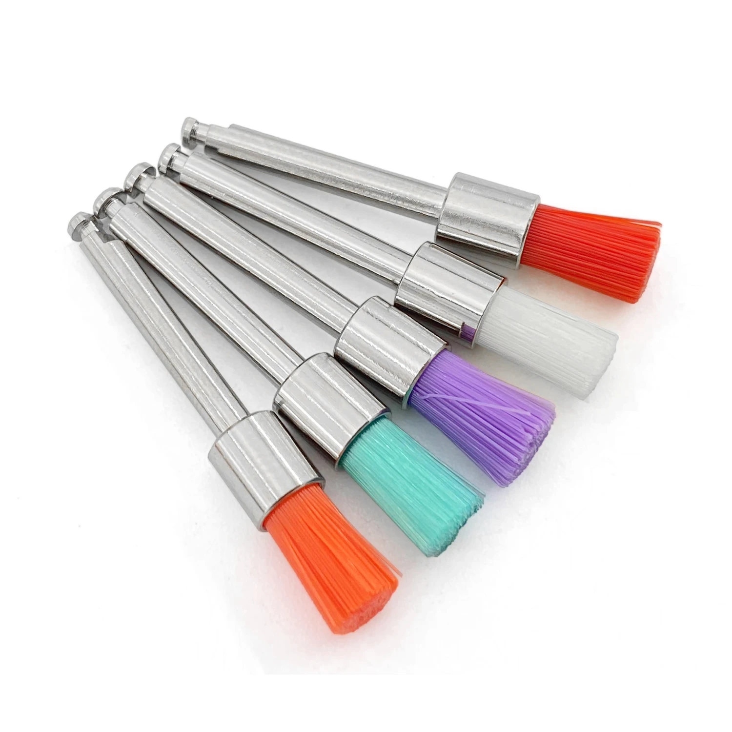Cũng CK 100 Chiếc Nha Khoa Chất Liệu Prophy Phòng Ngừa Cọ Màu Sắc Trắng Nylon Chổi Đánh Bóng RA Vỏ 2.35Mm Nha Khoa Máy Đánh Bóng
