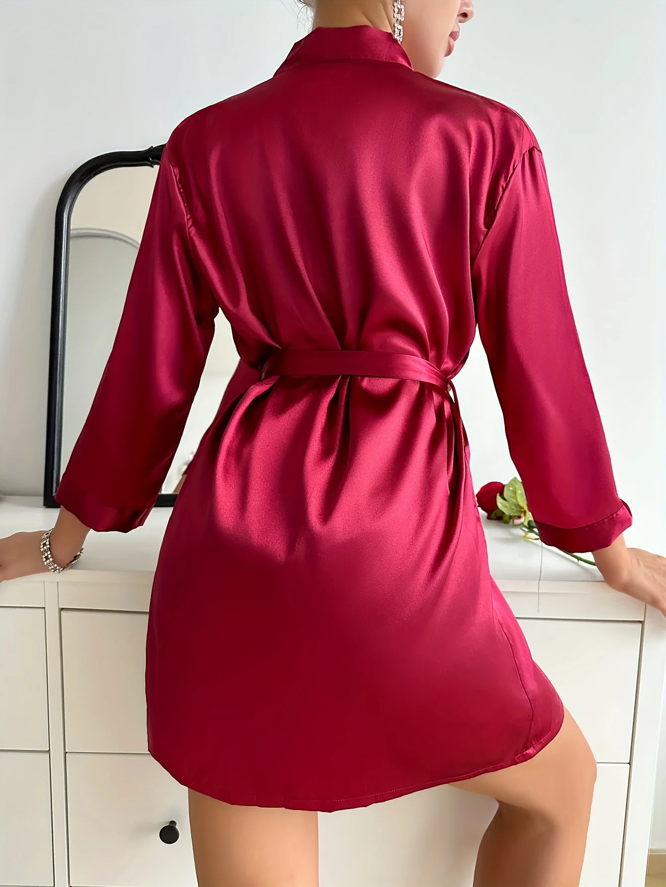女性用ソフトシルクレースパジャマセット、バックレスサスペンダードレス、セクシースリットショートネグリジェ、ルーズネグリジェ、サスペンダー、涼しく通気性、家庭服、春夏、2個