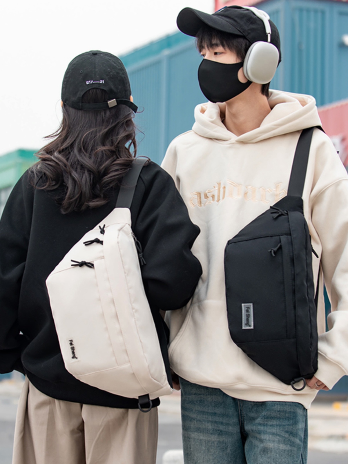 Bolsa crossbody mata sex estilo rua, material de nylon, f com zíper, cor pura, cena esportiva, adequada, bolsa...