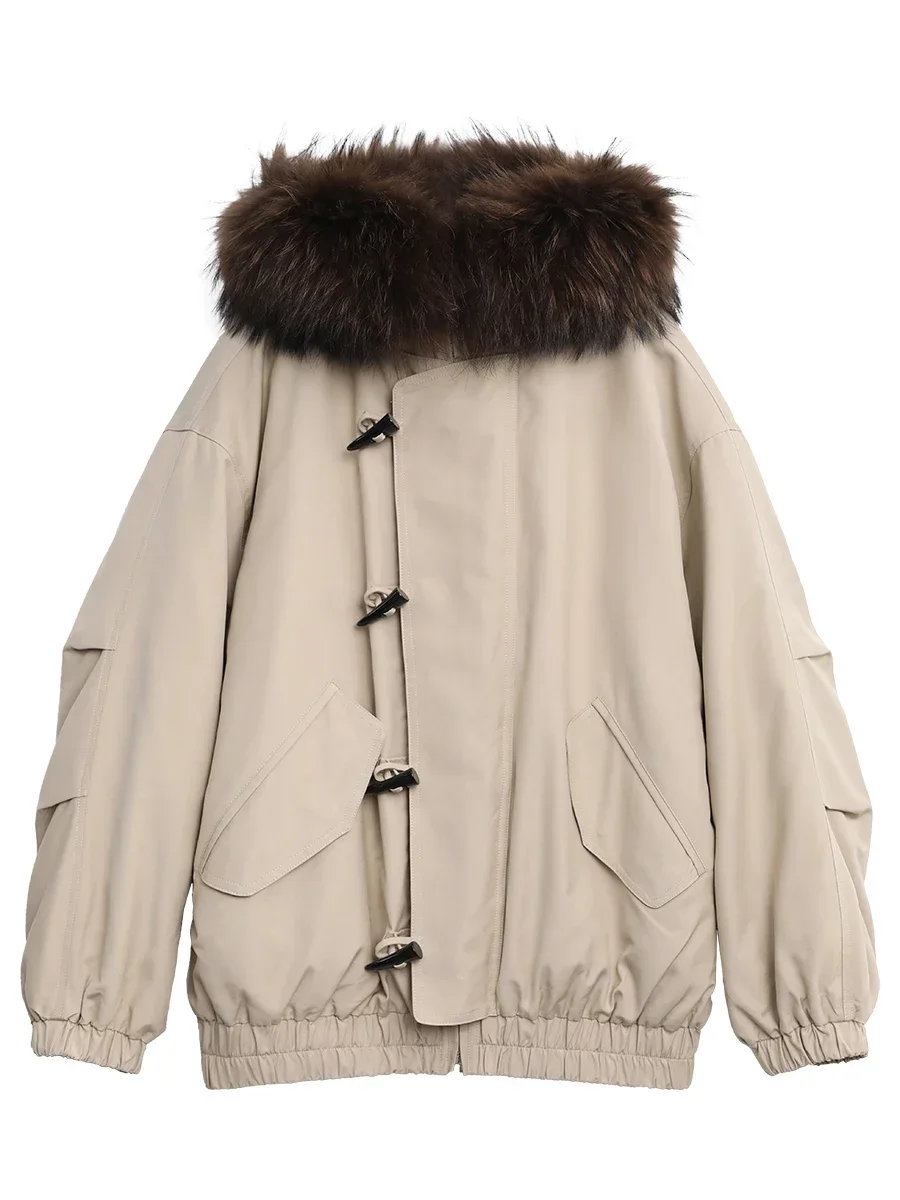 CHIC VEN-Doudoune décontractée à capuche pour femme, bouton en corne 90, canard blanc, coréen, hiver 2024