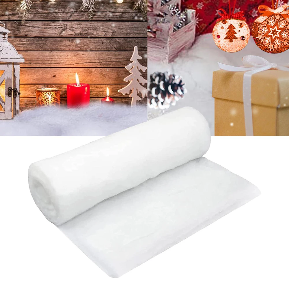 Navidad invierno mantas de nieve artificiales decoración navideña nieve falsa rollos de alfombra de algodón nieve blanca para adornos de árbol de Navidad