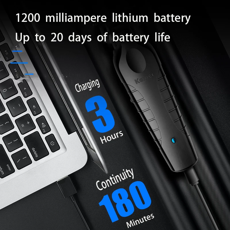 Kemei 남성용 전문 전기 이발사 헤어 트리머, 수염 헤어 클리퍼, 무선 헤어 커팅 머신, 충전식, 0mm, 2299