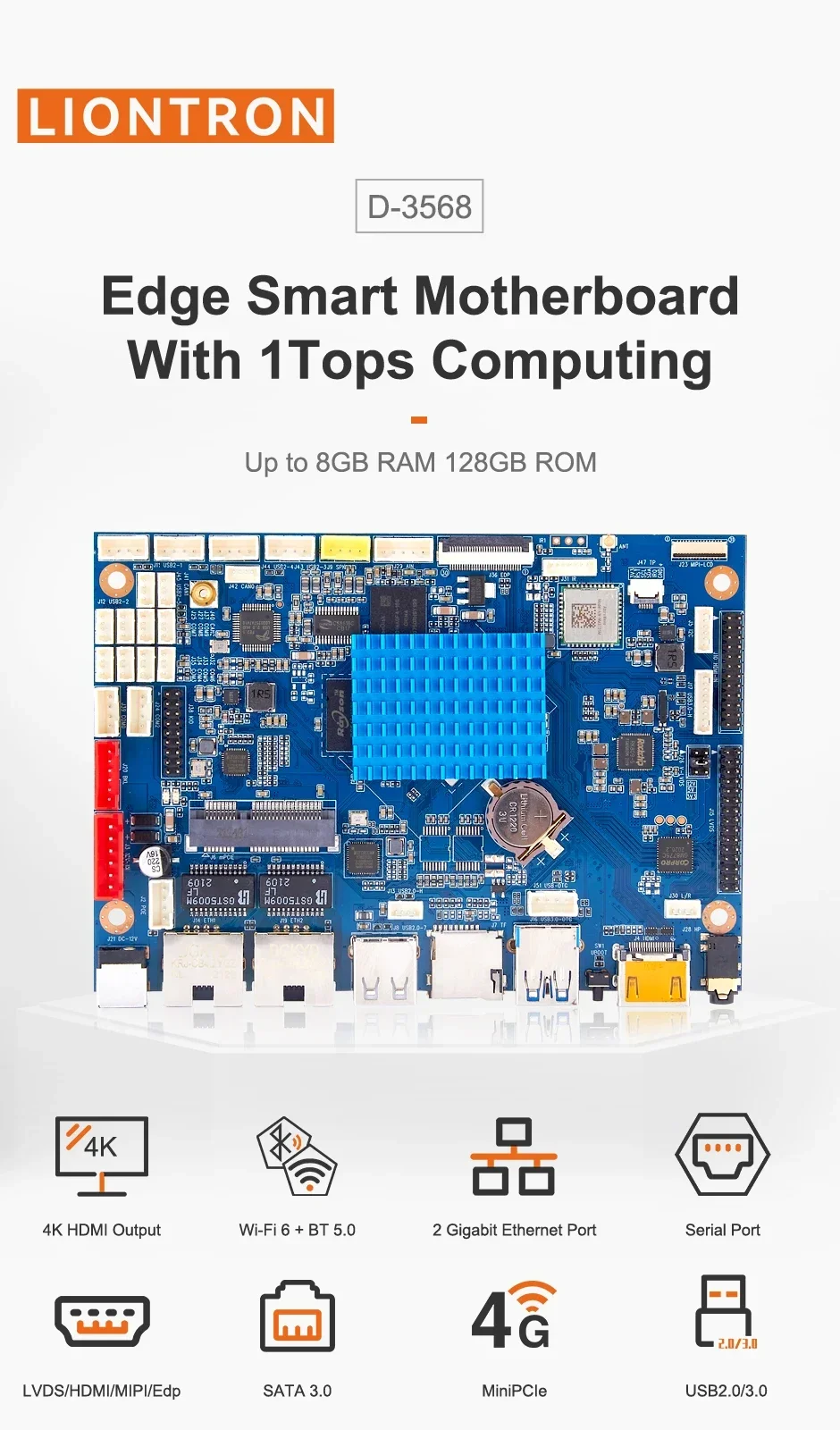 Liontron-placa base de desarrollo, placa base rk3568, linux 10, android 11, con RS485, HD-MI, 4G, lTE, placa de circuito, borde de linux, Smar