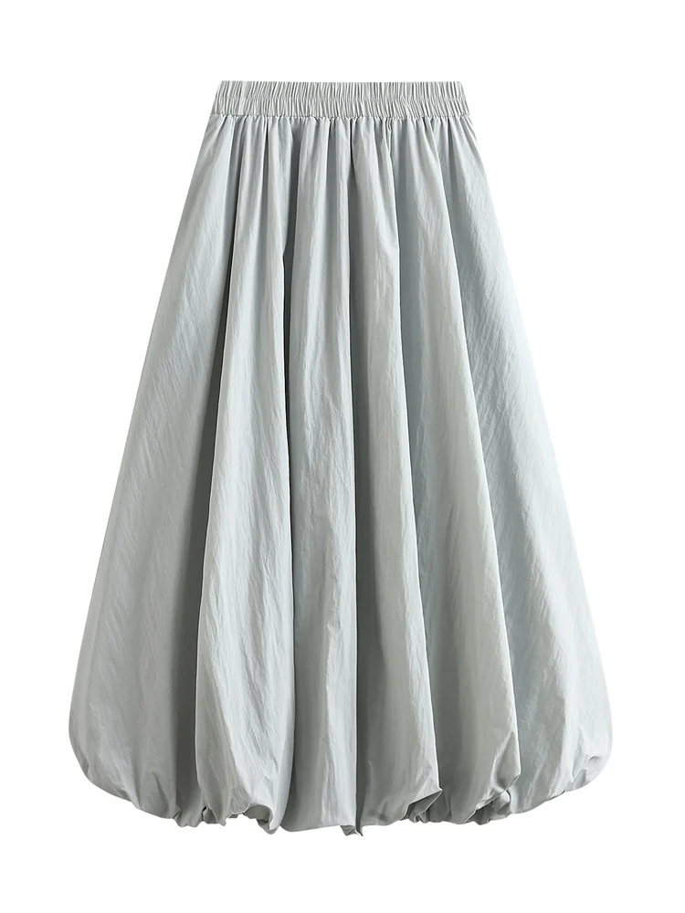 Gonne lunghe delle donne di modo di CHRONSTYLE gonne a trapezio solide elastiche a vita alta eleganti gonne a pieghe casuali allentate arricciate 2024 nuovo