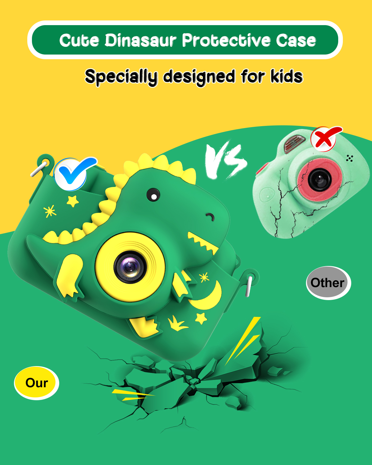 Cartoon Kids Camera 2.0" HD Rechargeable Digital Camera 20MP 1080P Mini Selfie Camera Gift For Boys Girls