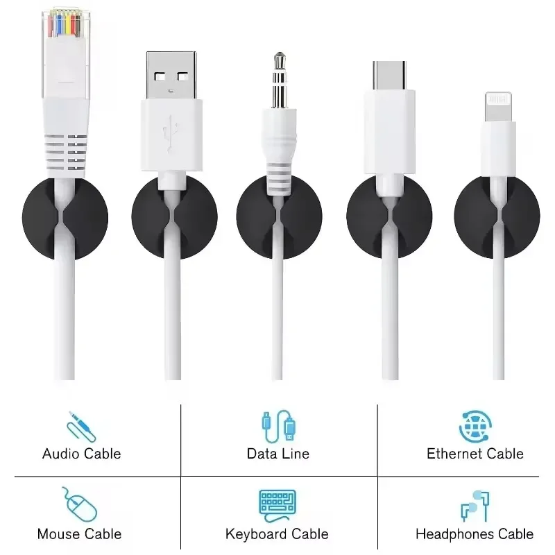 5/50 Stuks Kabel Clip Winder Organizer Ronde Oplader Koord Clips Bureau Netjes Beheer Draad Lijm Houder klem In Thuiskantoor Auto