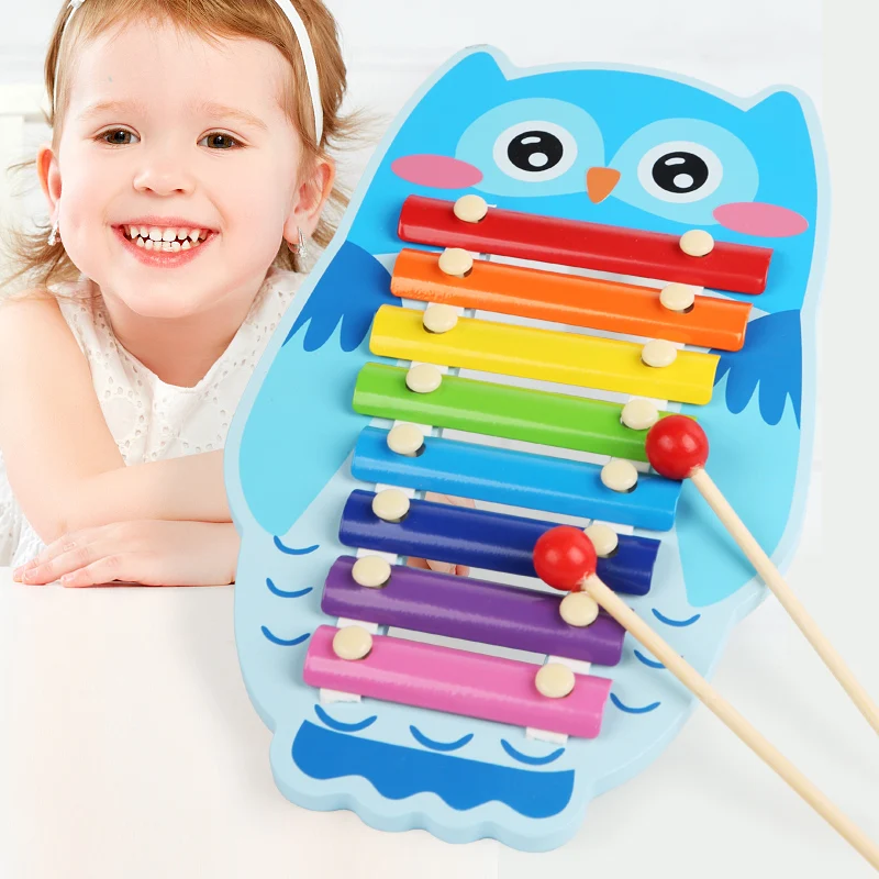 Montessori Holz 8-Töne Mehrfarbiges Xylophon Holz Musikinstrument Spielzeug für Baby Kinder Puzzles Frühes Lernspiele