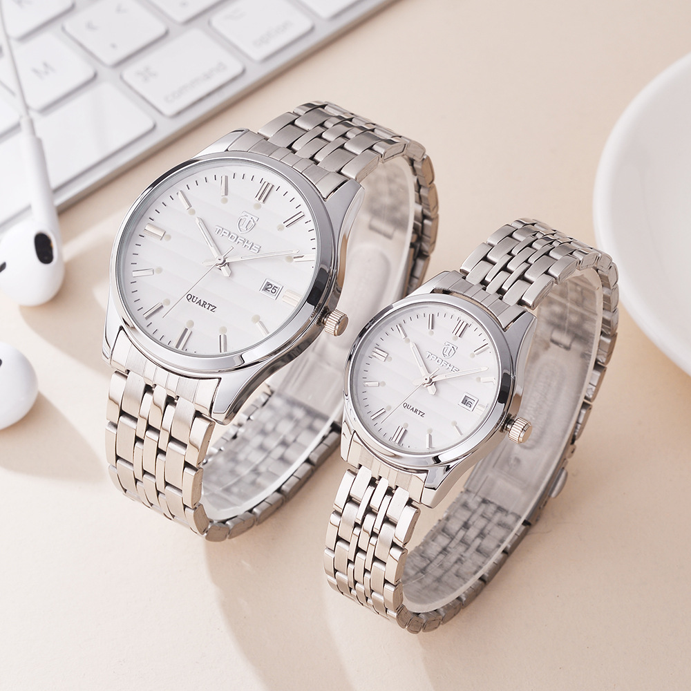 Reloj de cuarzo clásico de lujo para hombre y mujer, pulsera con esfera luminosa de acero inoxidable, resistente al agua, con fecha, envío directo
