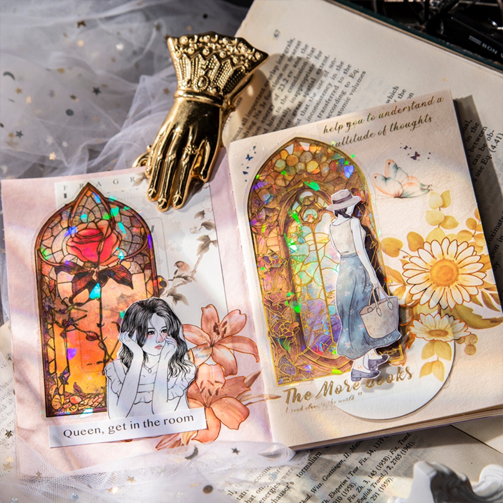 Mr. Paper Vintage Window Stickers American Style Colorful Handbook Material Base Aesthetic Stickers Stationery 10pcs/pack