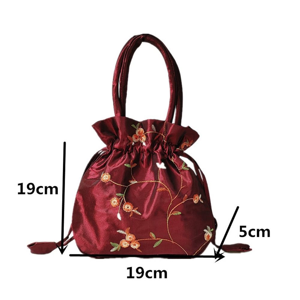 Bolsos de seda con cordón bordado Retro para mujer, monedero, BILLETERA, embalaje de joyería, bolsa de cubo de almacenamiento, accesorios Hanfu