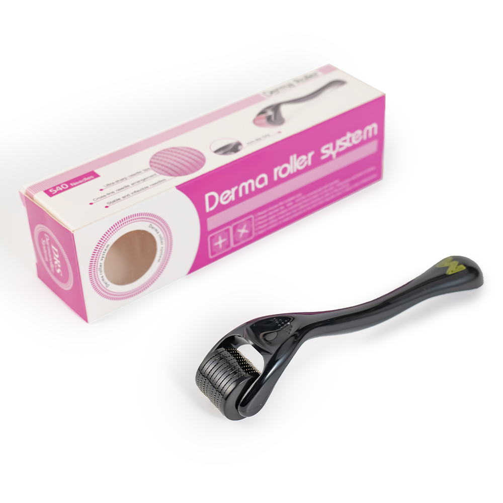Dr. Caneta Gold Derma Roller com 540 microagulhas de titânio para rosto e corpo, rolo de barba para cabelo e barba