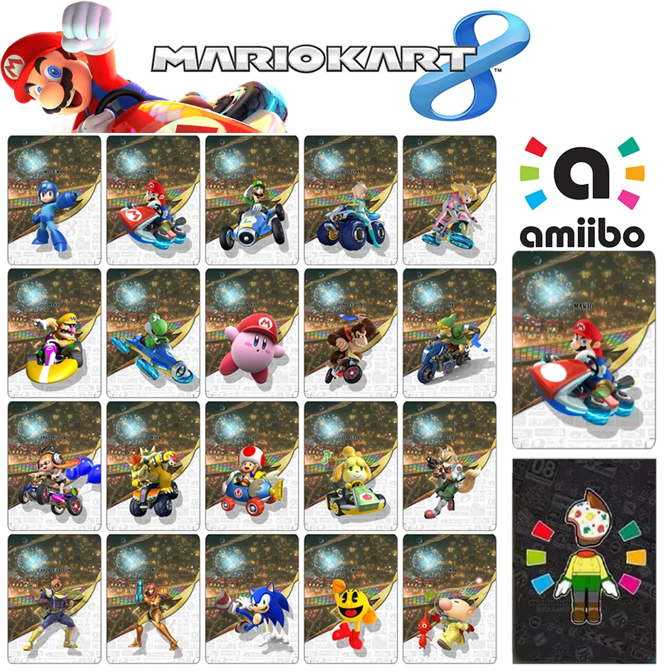 Novo 20 pçs mario kart 8 amiibos mini cartões nfc tag cartões para switch e wii u-kawaii mariokart8 roupas de luxo ntag215 cartão de chip