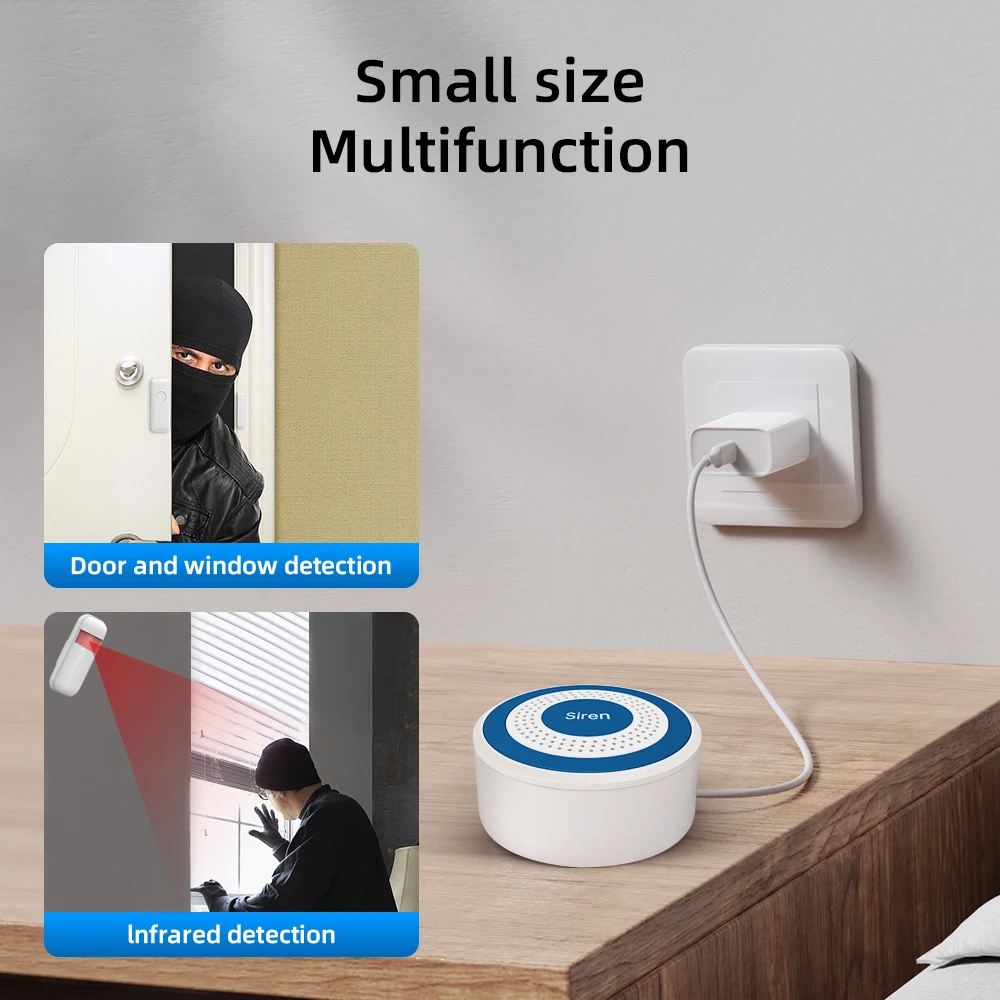 YUPA Mini Không Dây RF 433MHz Còi Báo Động Âm Thanh & Đèn Trong Nhà Nhấp Nháy Còi Hú 100DB Sừng Còi Báo Động Cho Nhà hệ Thống Báo Động