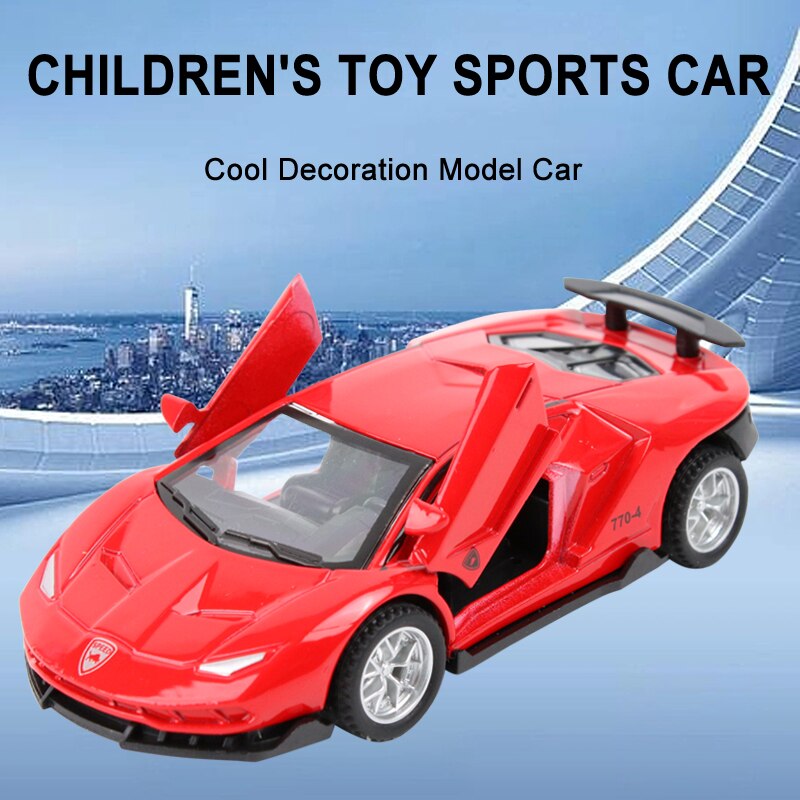 Alloy Sports Car Toy Super Sports Car Sliding Door Retrátil Car Structure Model Crianças Toy Boy Gift