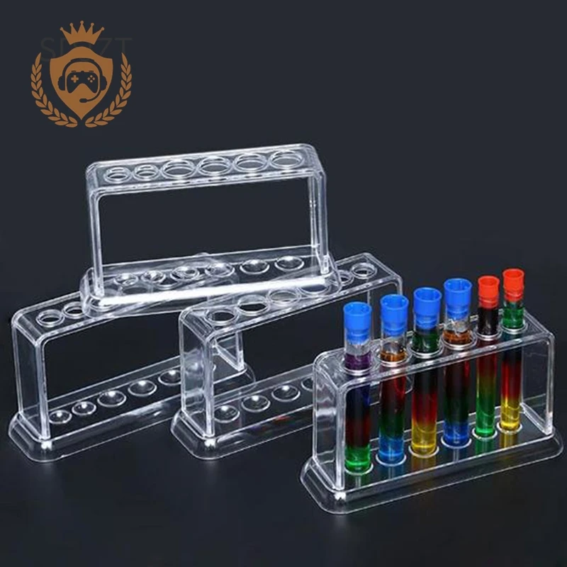 Scaffale per provette in plastica trasparente trasparente supporto per provette da laboratorio a 6 fori ripiano per provette da laboratorio 16.7*8*3cm